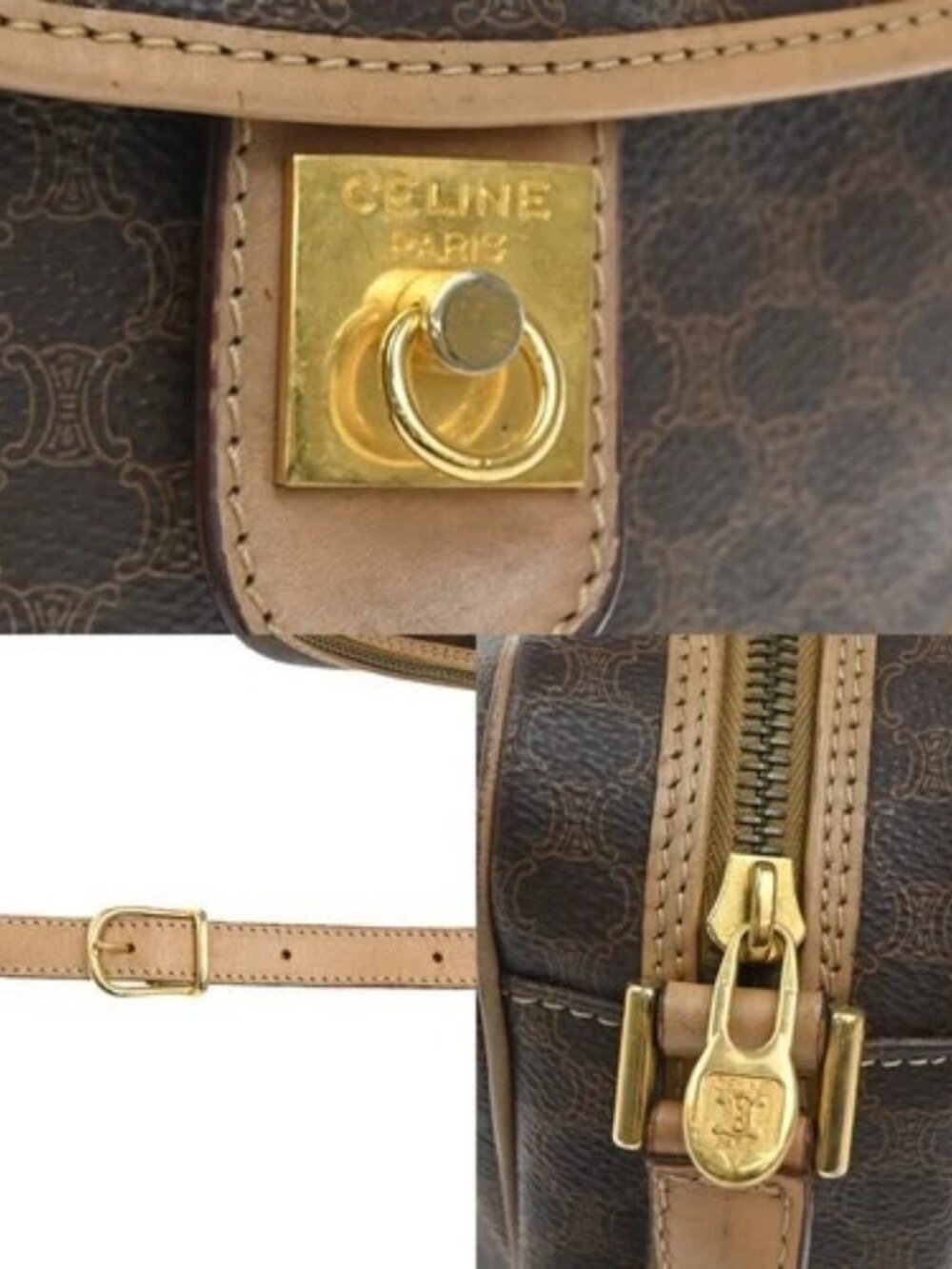 CELINE Logo Macadam Pattern Shoulder Bag PVC Leather Brown GHW Italy 67MA399 - Picture 7 of 16